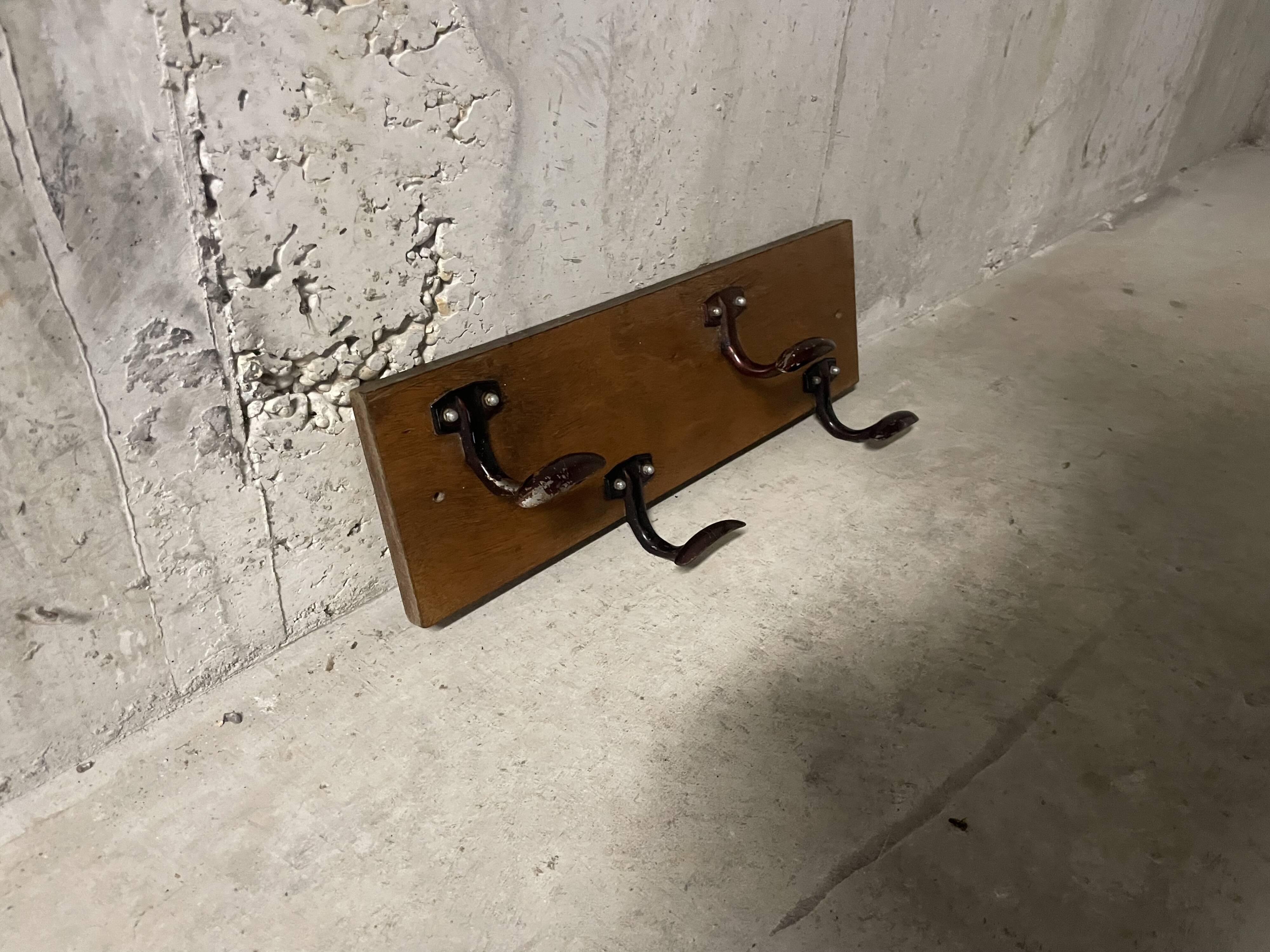 1960s wall-mounted coat rack
