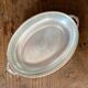Oval silver-plated metal and glass dish