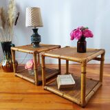 Pair of rattan end table bedside tables