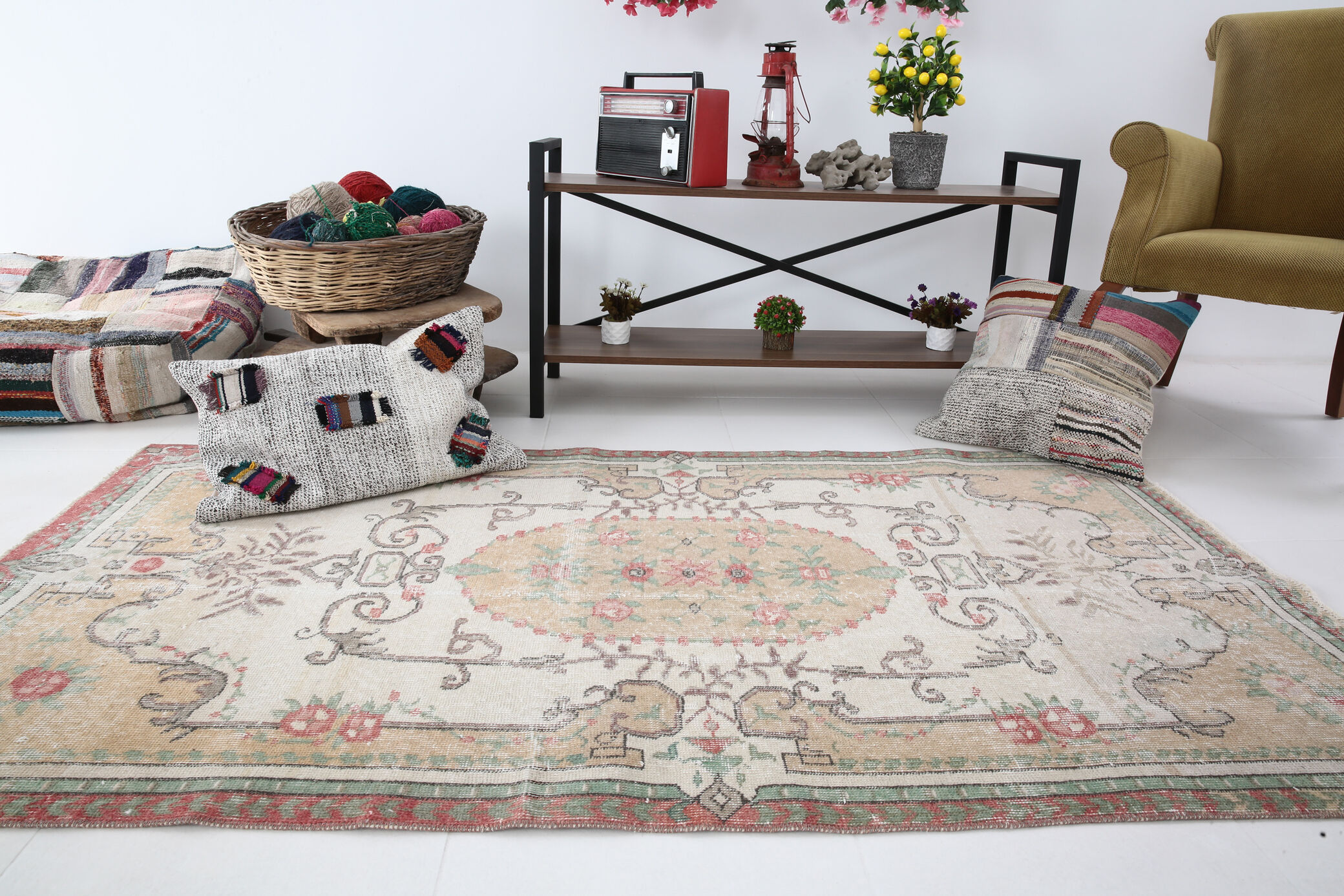 3x6 Shades Of Beige Turkish Rug, 204x106Cm