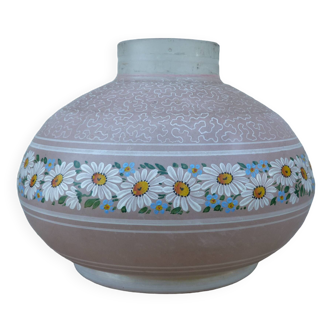 Art Deco vase in frosted glass with daisy frieze pattern