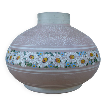 Art Deco vase in frosted glass with daisy frieze pattern