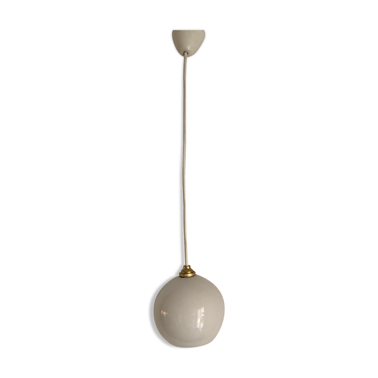 Suspension vintage 1950 opaline blanc - 60 cm