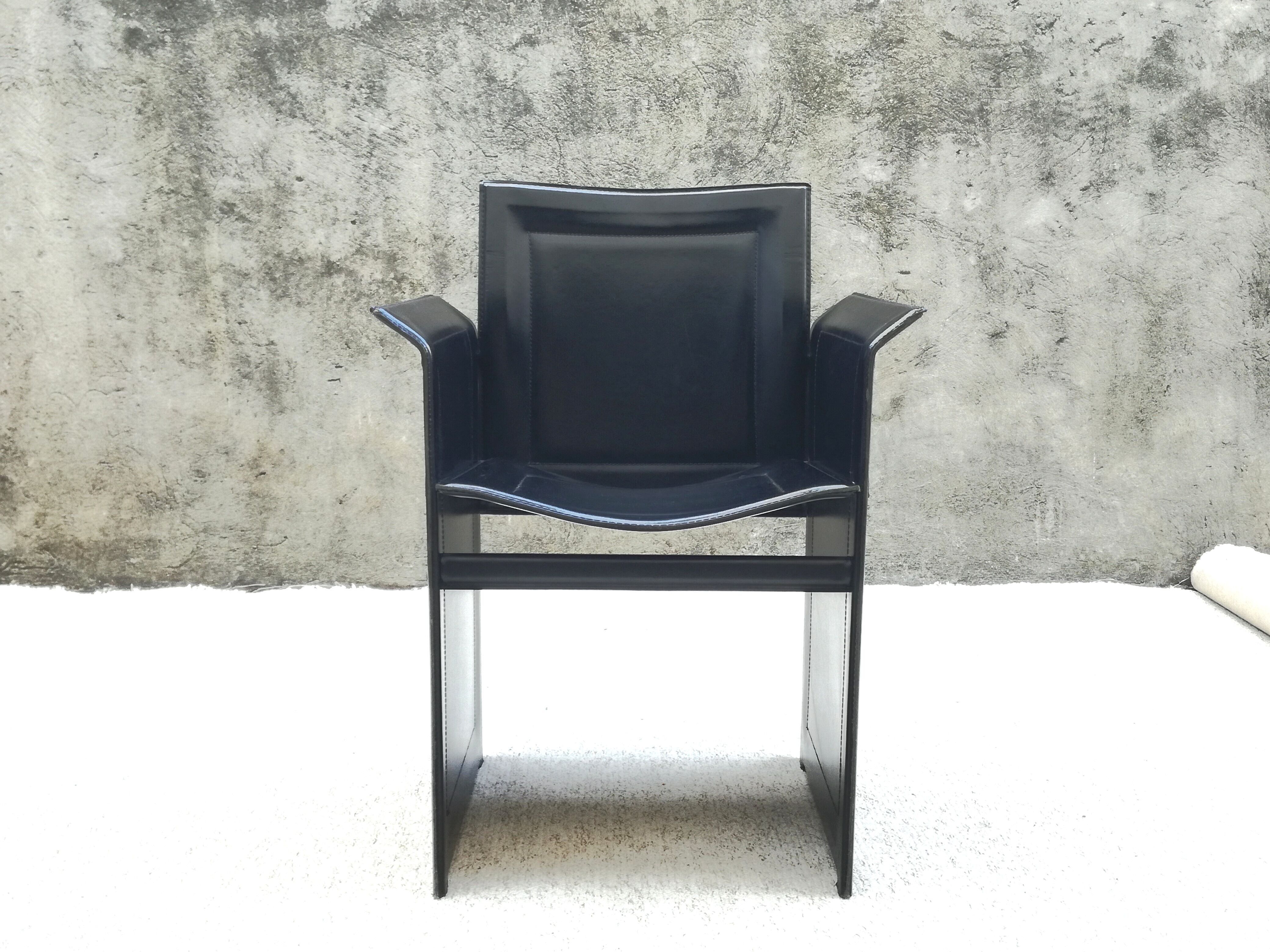 Tito Agnoli Italian black leather design chair