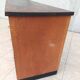 Workshop furniture with drawers and curtain in beech and walnut.