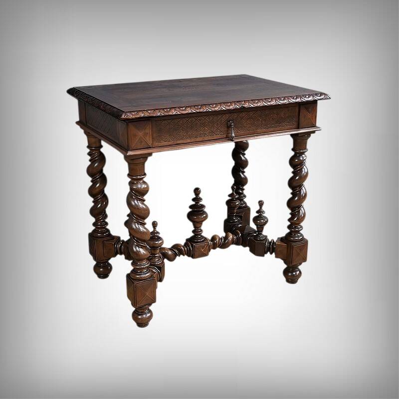 Small Oak Desk Table, Louis XIII Style – Mid-19th Century