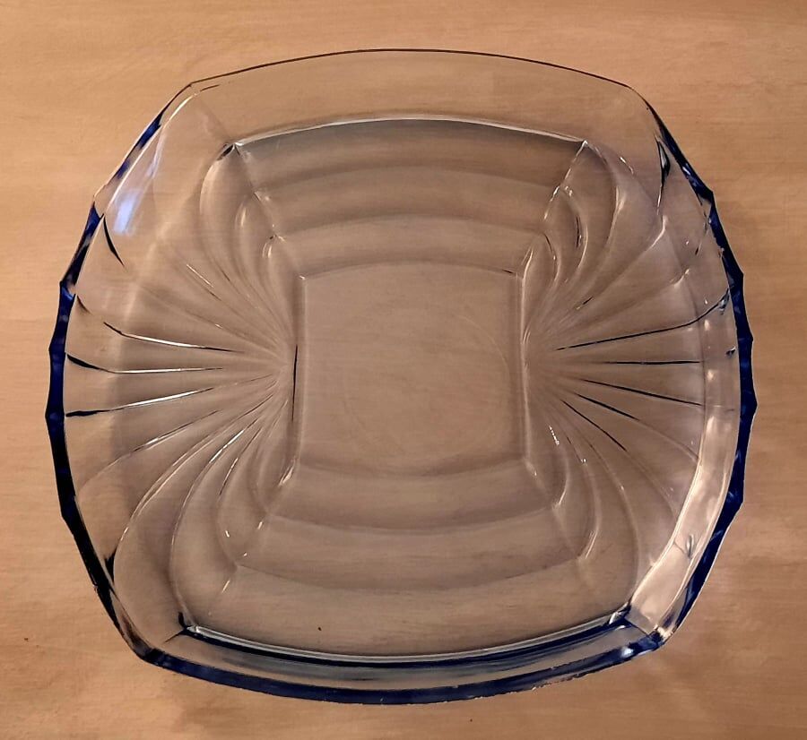 Service à liqueur en verre bleu vintage
