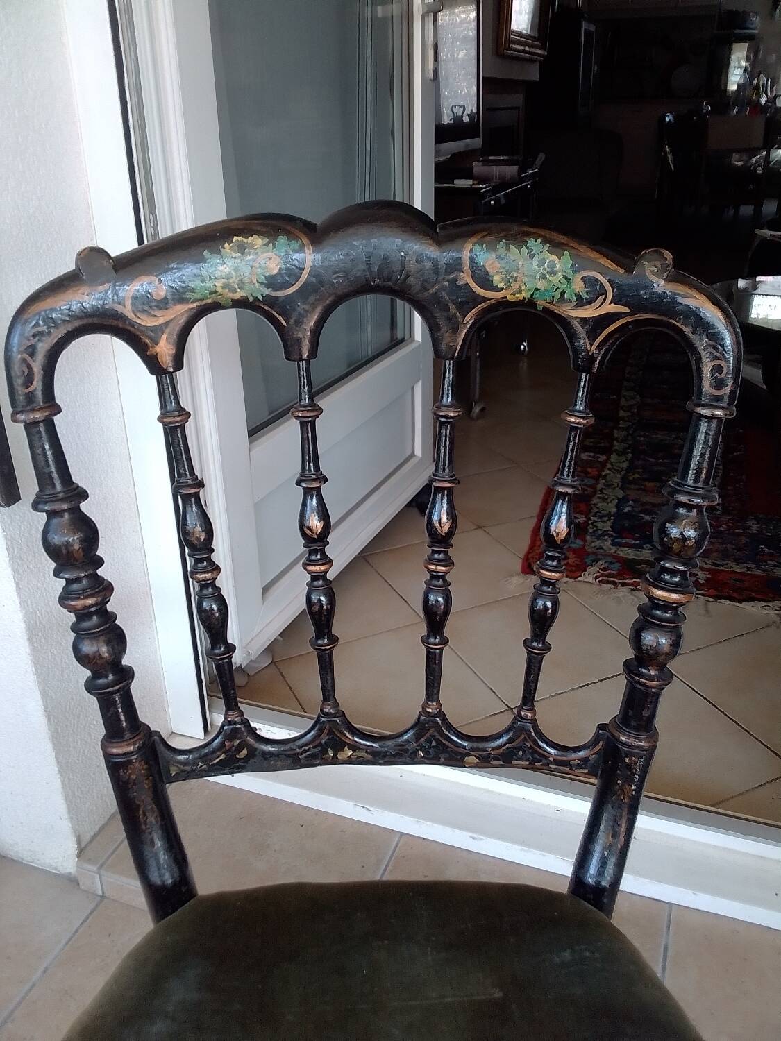 Napoleon III chair in blackened painted wood