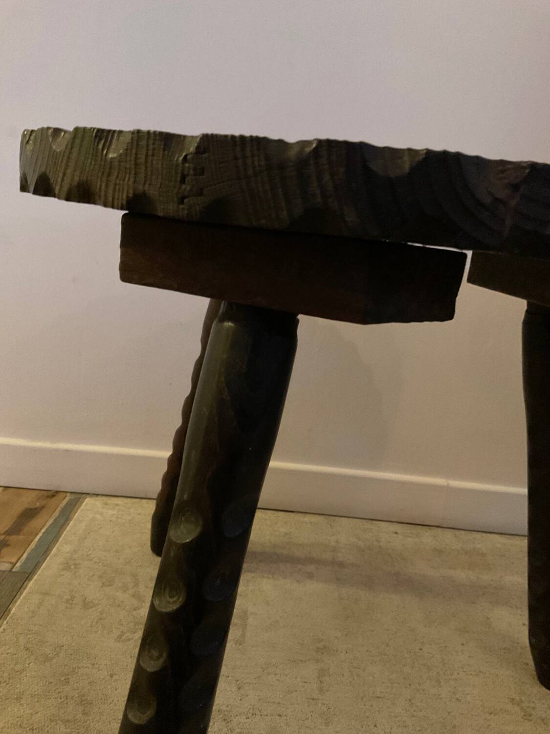 Vintage Brutalist Coffee Table in Solid Wood