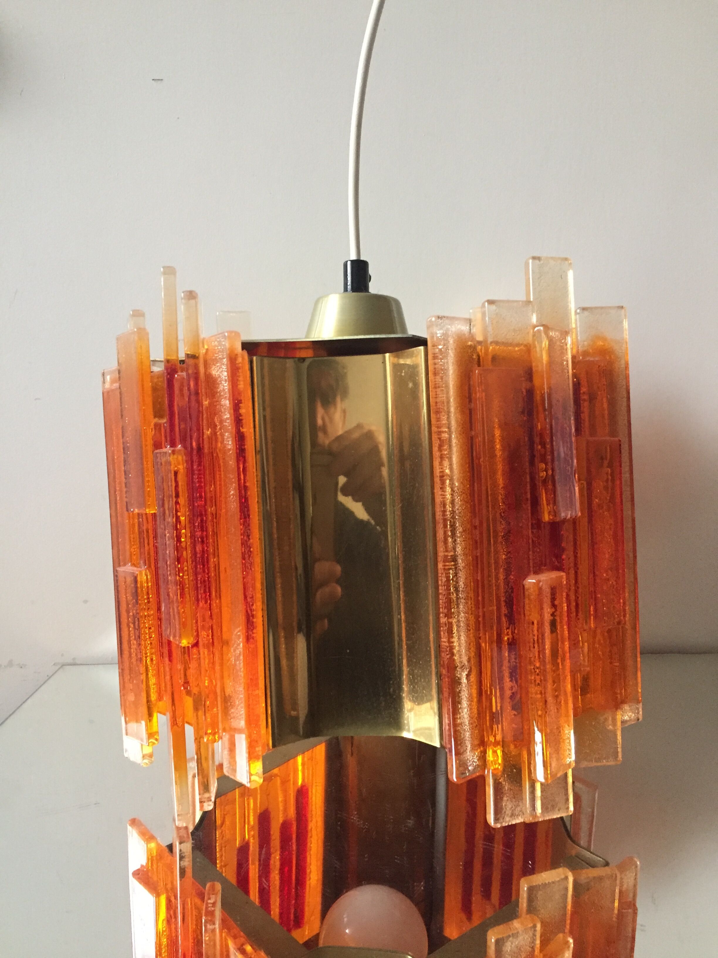 Claus Bolby brass plexiglas ceiling light