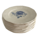 Set of 11 Digoin flat plates, blue rose patterns