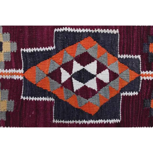 1970s Vintage Turkish Hand-Knotted Wool Cotton Purple Runner Rug 83x310