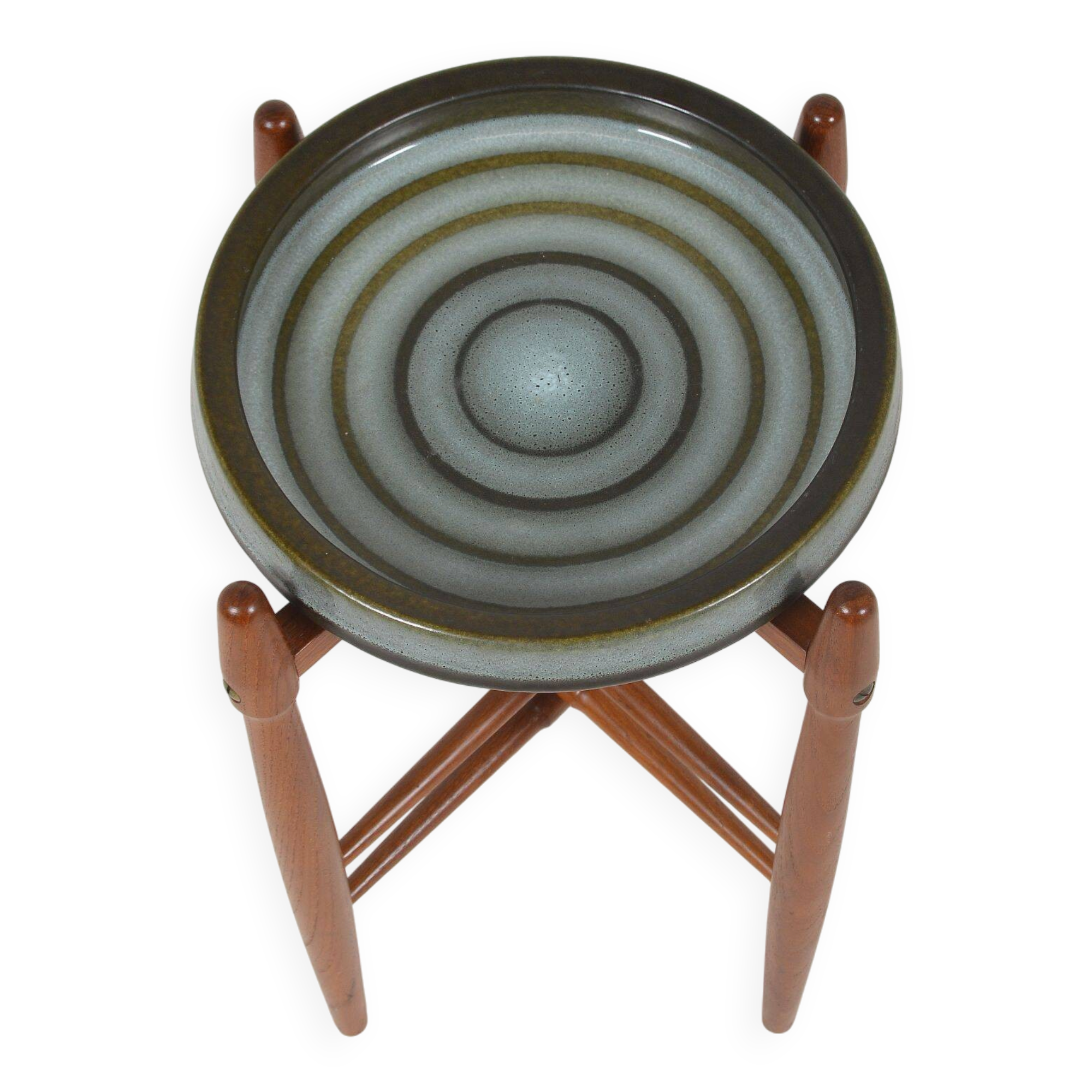 Table d'appoint avec bol en céramique par Hundevad & Basse pour Knabstrup, années 1960.