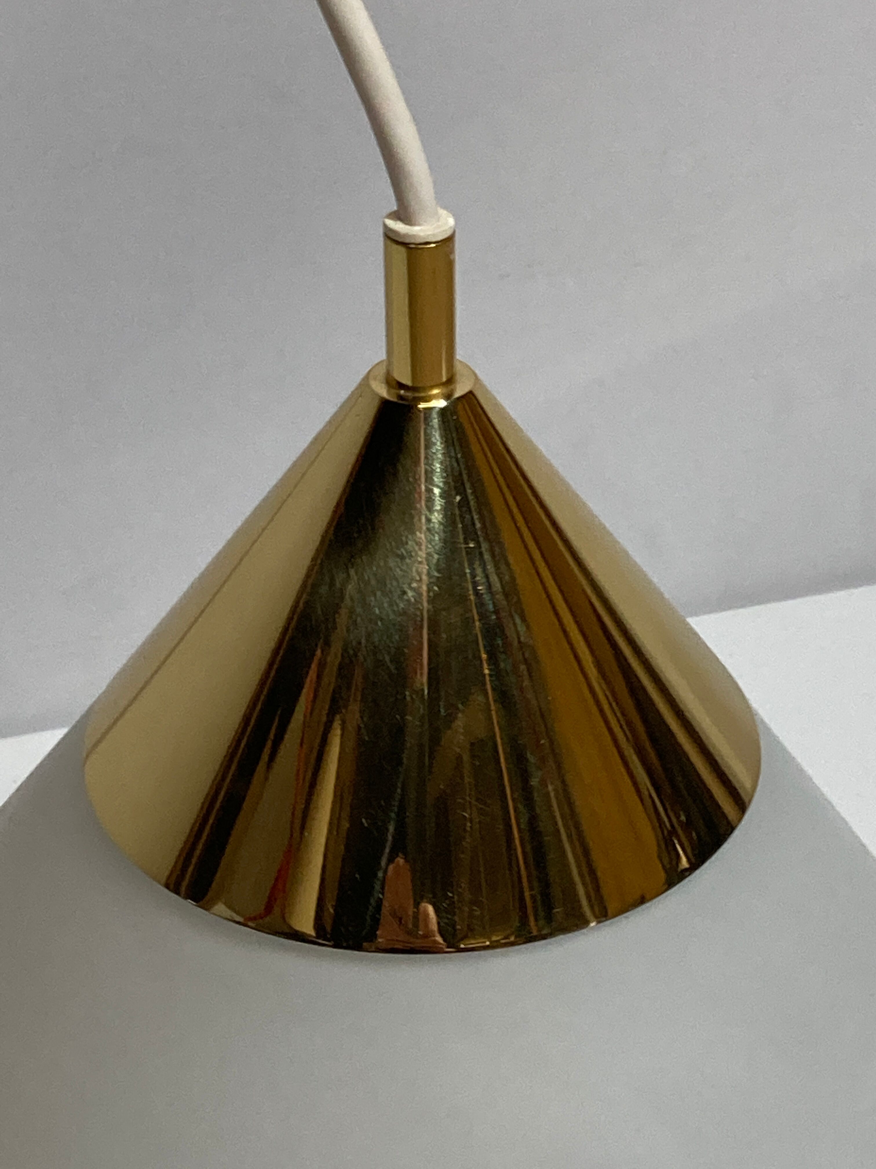 Brass and opal glass hanging space age lamp by Limburg Glashütte