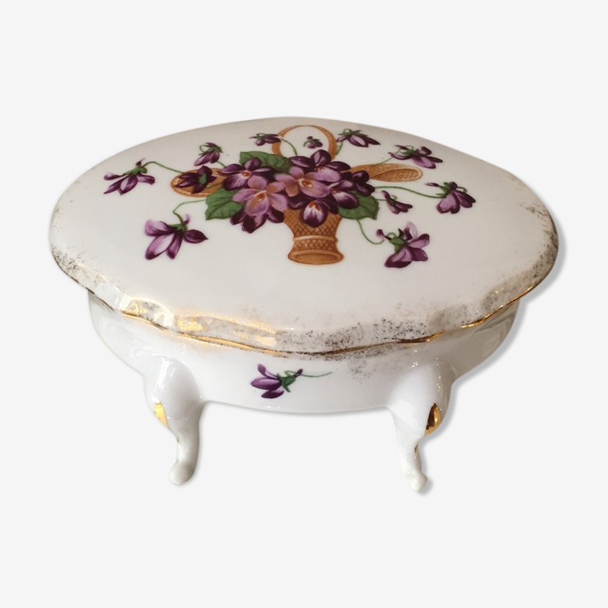 Boîte a bijoux tripode en porcelaine de limoges le trefle decor floral |  Selency