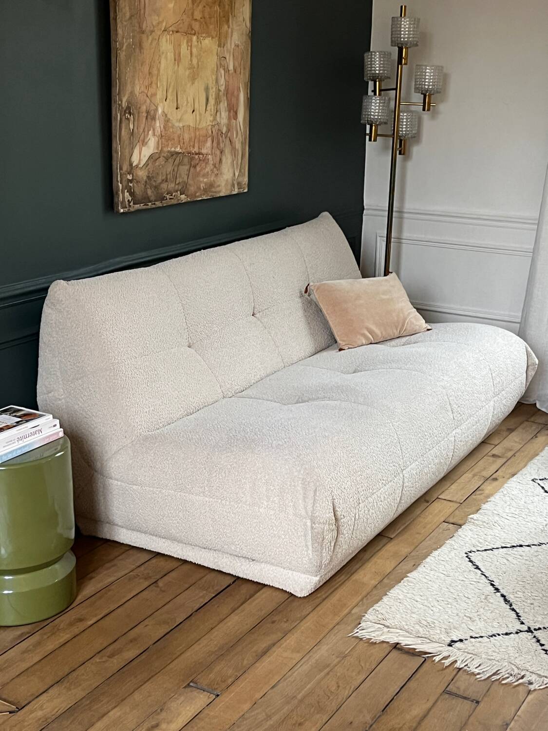 SIA white bouclette designer sofa