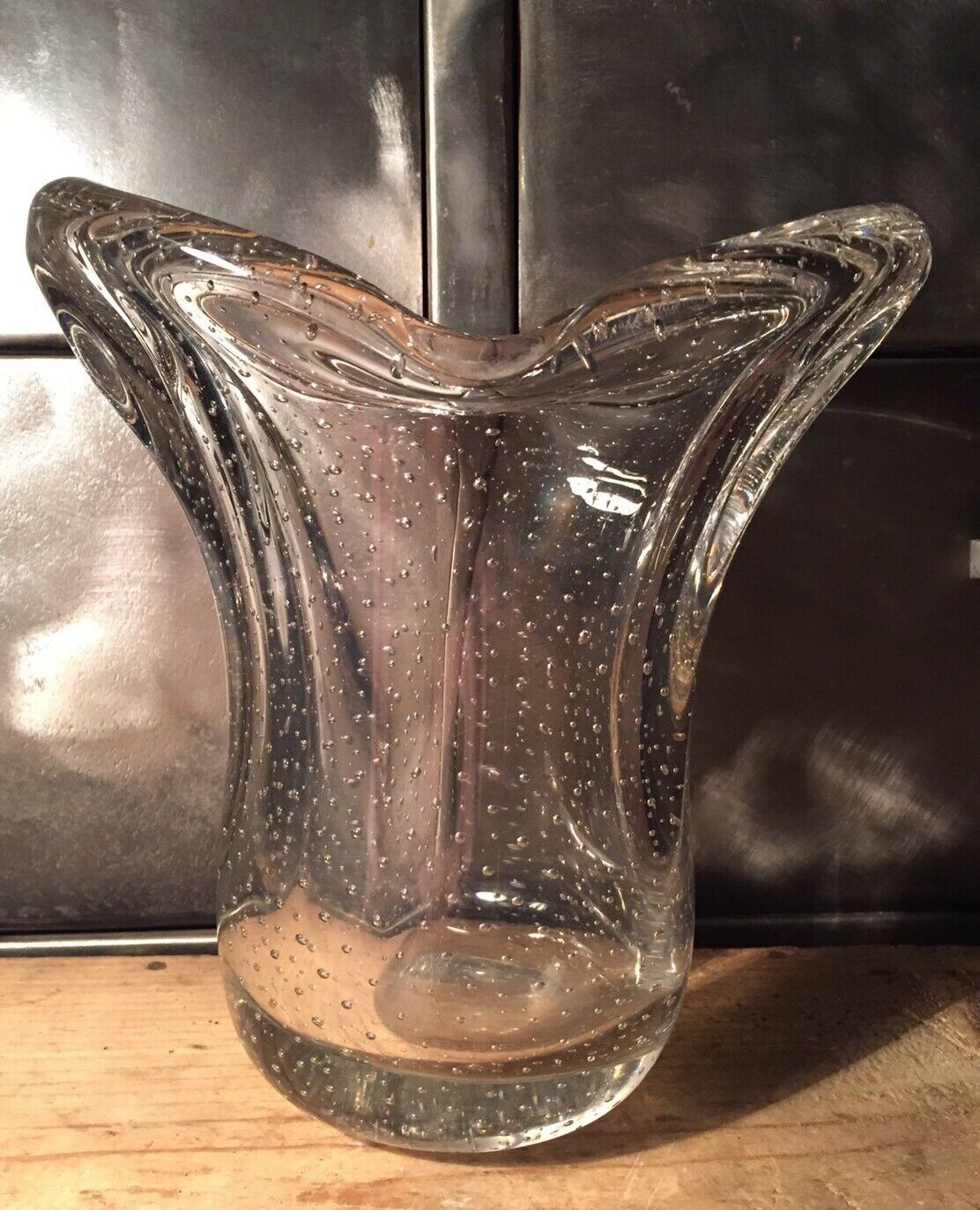Bubbled blown glass vase Val St Lambert