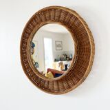 Round wicker mirror 1960