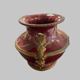 Grande jardinière ovale en céramique rouge “sang-de-bœuf”