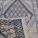 Tapis blanc multicolore fait main en pure laine