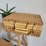 Medium suitcase made of bamboo and wicker slats