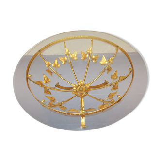 Hans Kögl gold plated tole and glass circular coffee table 1970s