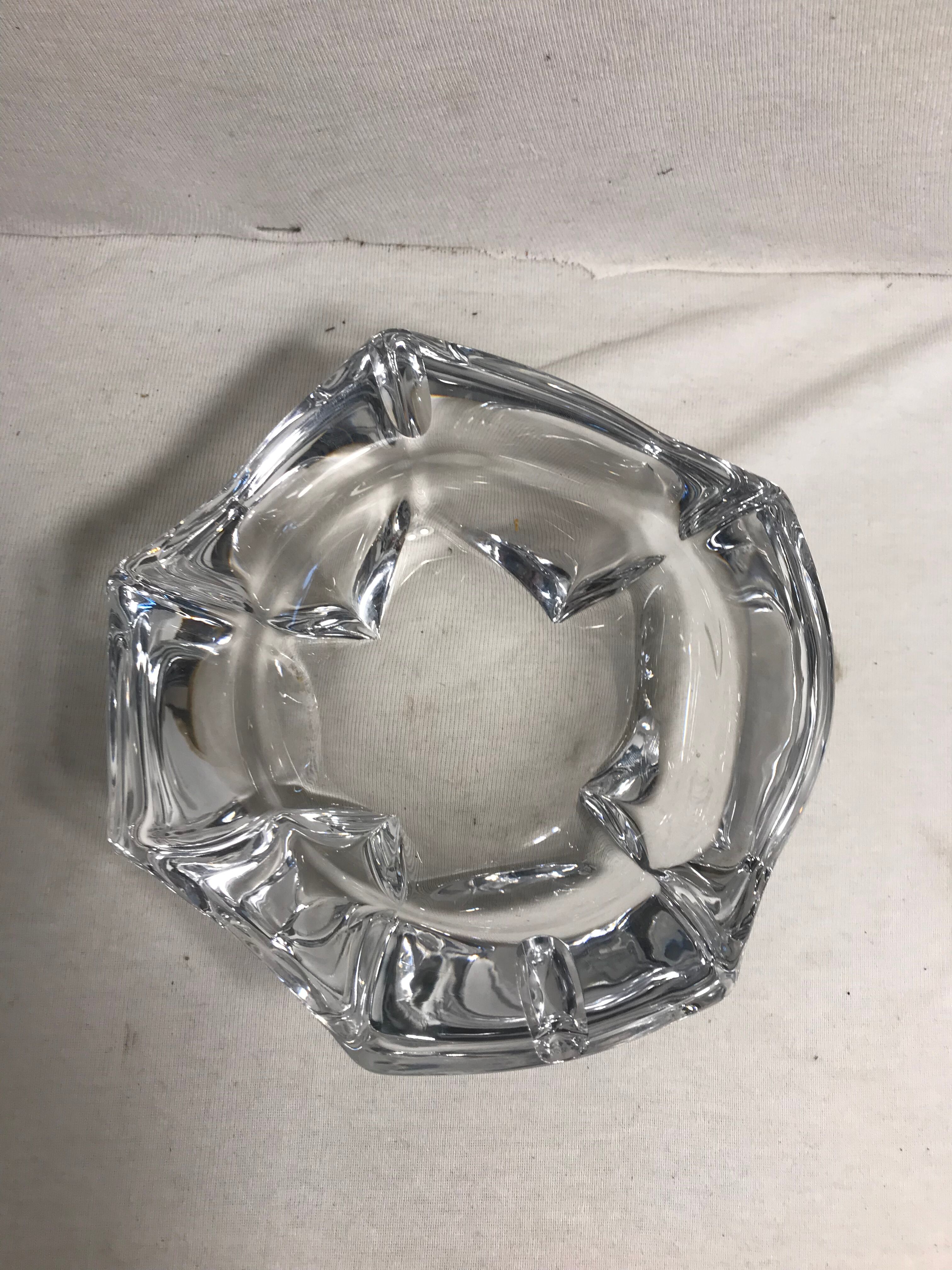 Former grand model Daum crystal ashtray signed France vintage