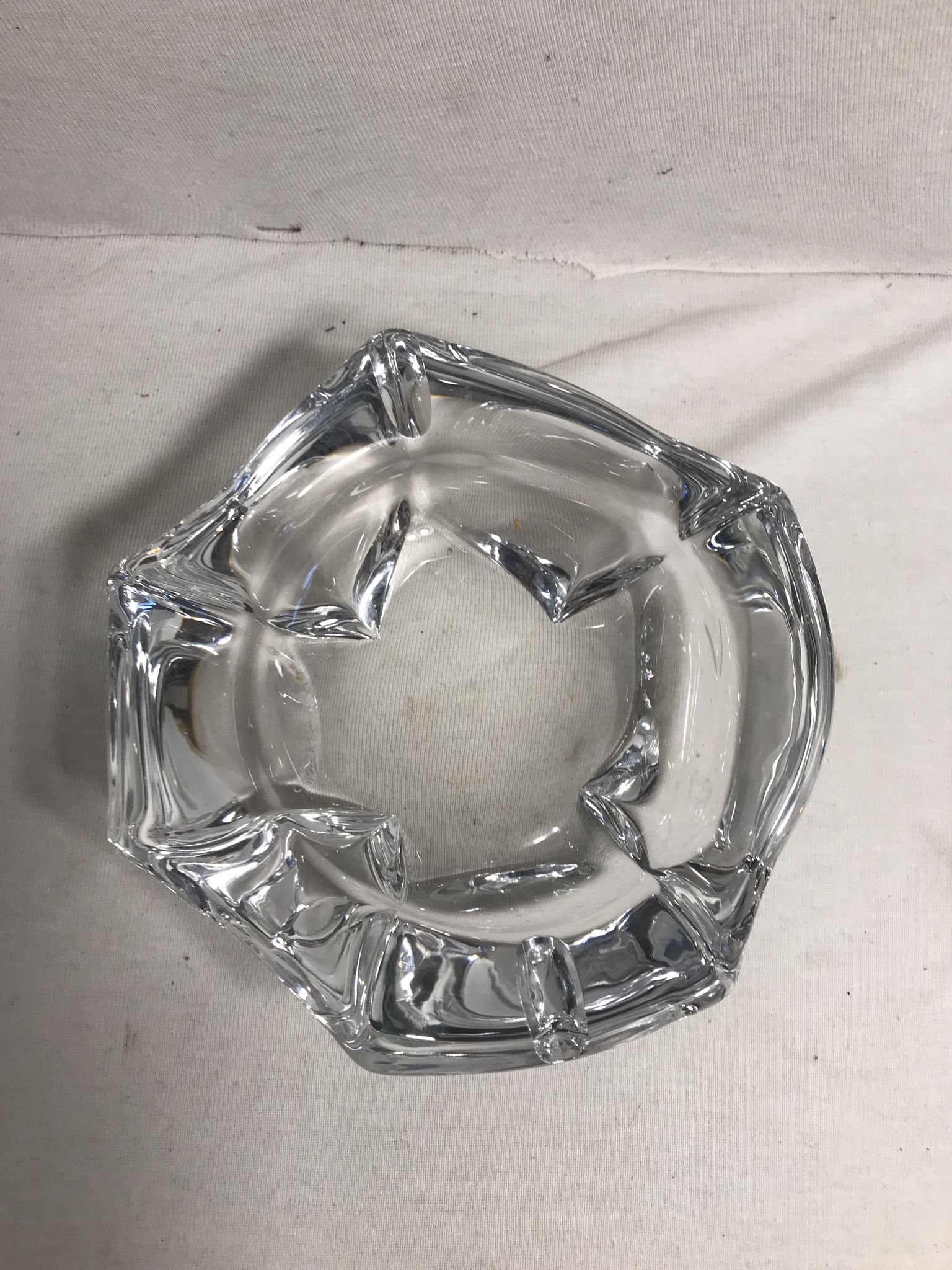Former grand model Daum crystal ashtray signed France vintage