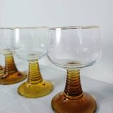 Set of 3 amber glass stemware