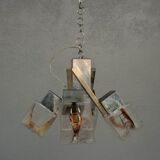 Lustre 1970 design verre et inox