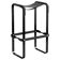Contemporary classic bar stool in black smoked metal and black leather.