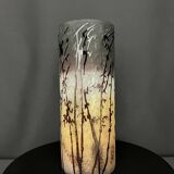 Multilayer cameo glass vase with acid-etched floral decoration.