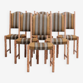 Danish Mid-Century Oak Upholstered Dining Chairs (6)