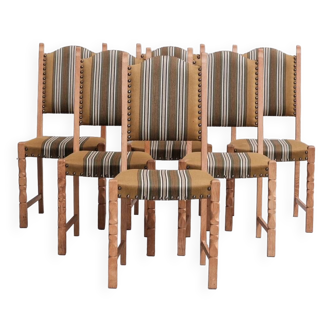 Danish Mid-Century Oak Upholstered Dining Chairs (6)