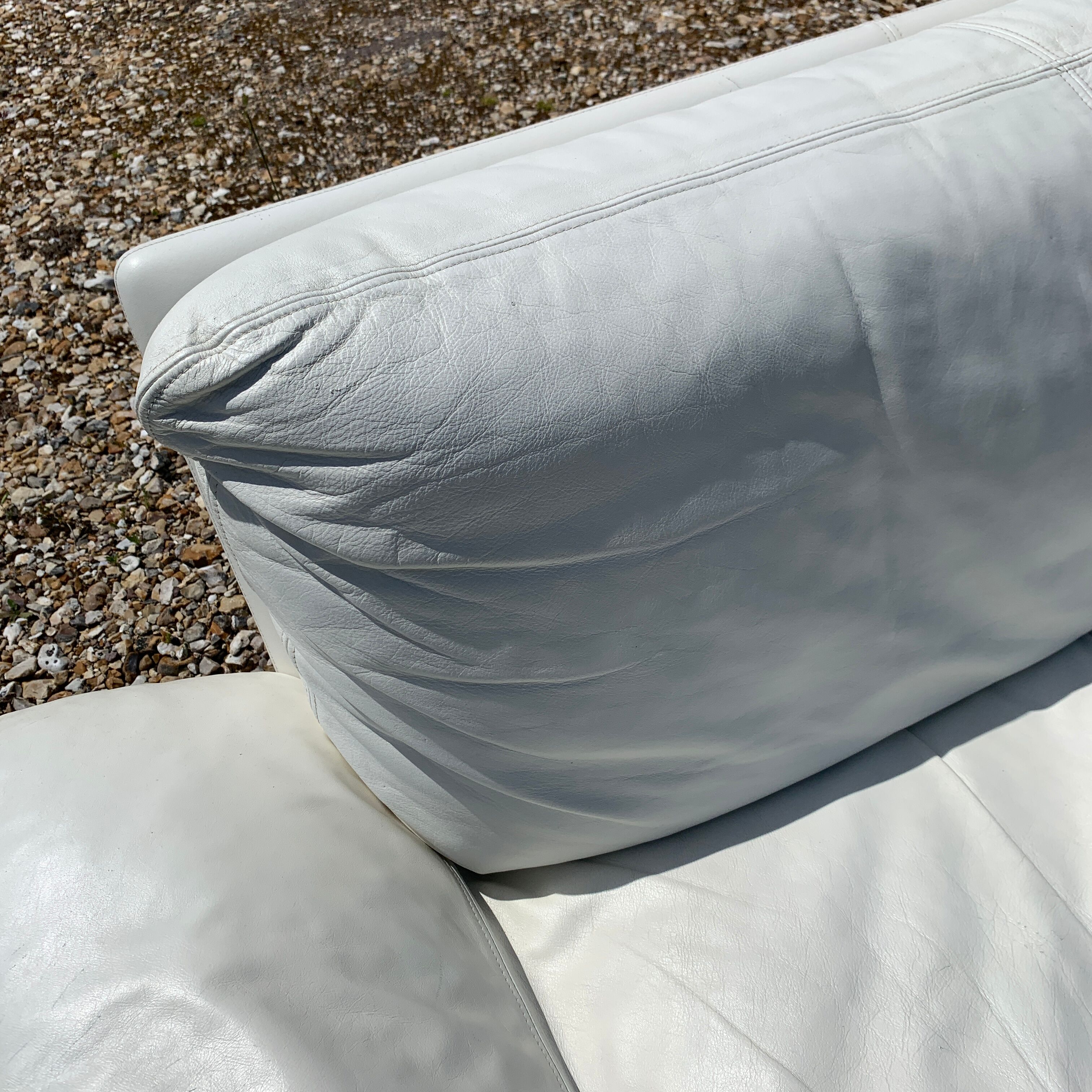 Danish Komfort white leather sofa