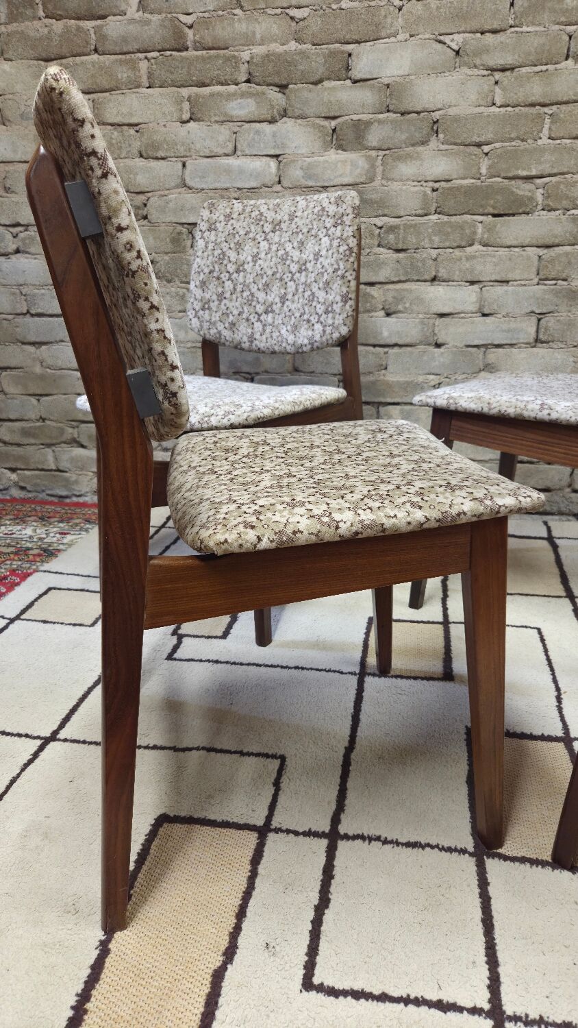 Set of 4 vintage Scandinavian teak chairs from the 1960s.