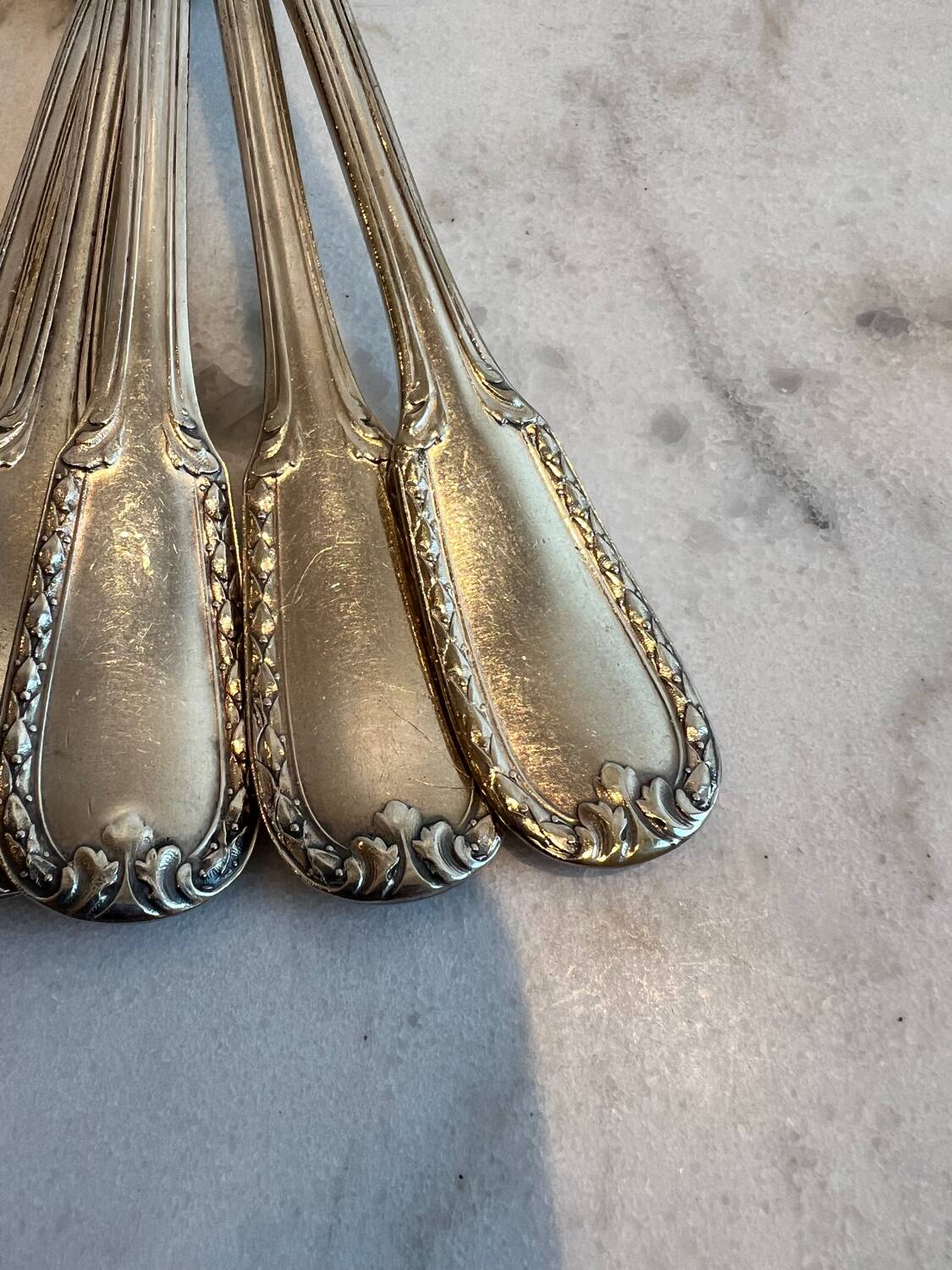 Set of five Bonlanger silver spoons
