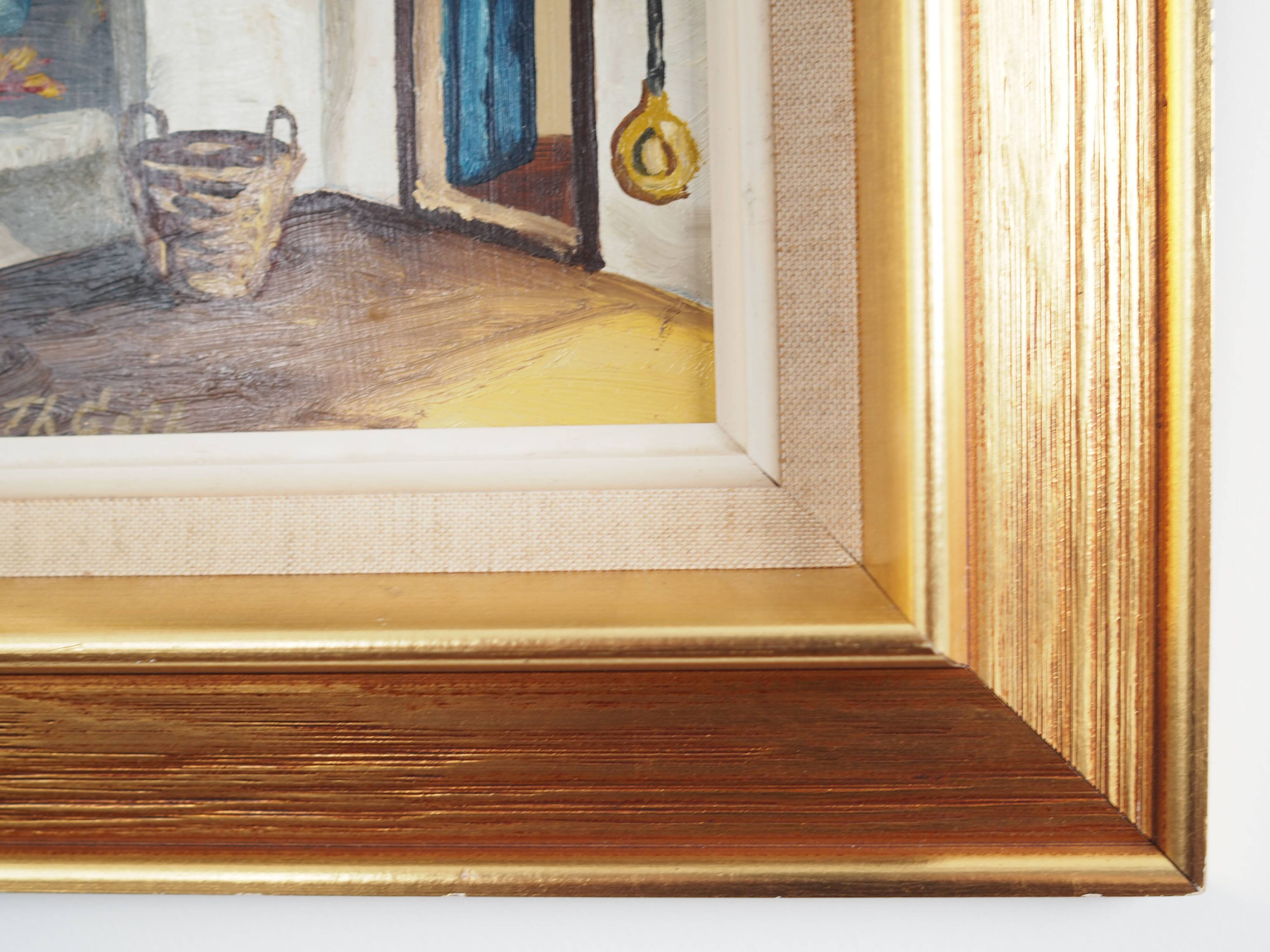 Painting „The Village Chamber”, Scandinavian design, 1970s