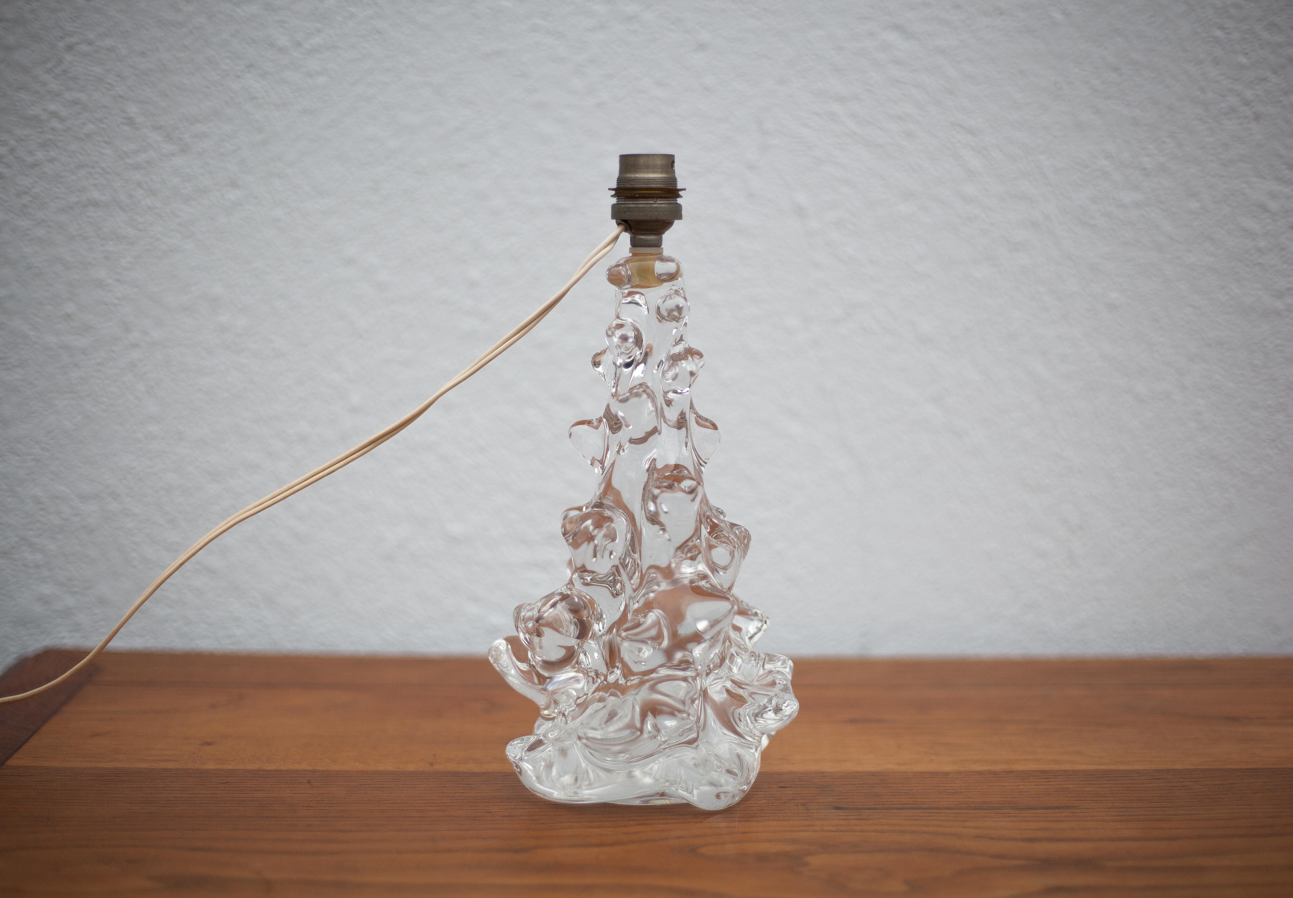 Lampe cristal vintage, pied de lampe, lampe de chevet, lampe à poser cristal schneider,60's