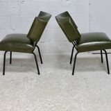Pair of tubular armchairs, imitation leather. Circa 1950