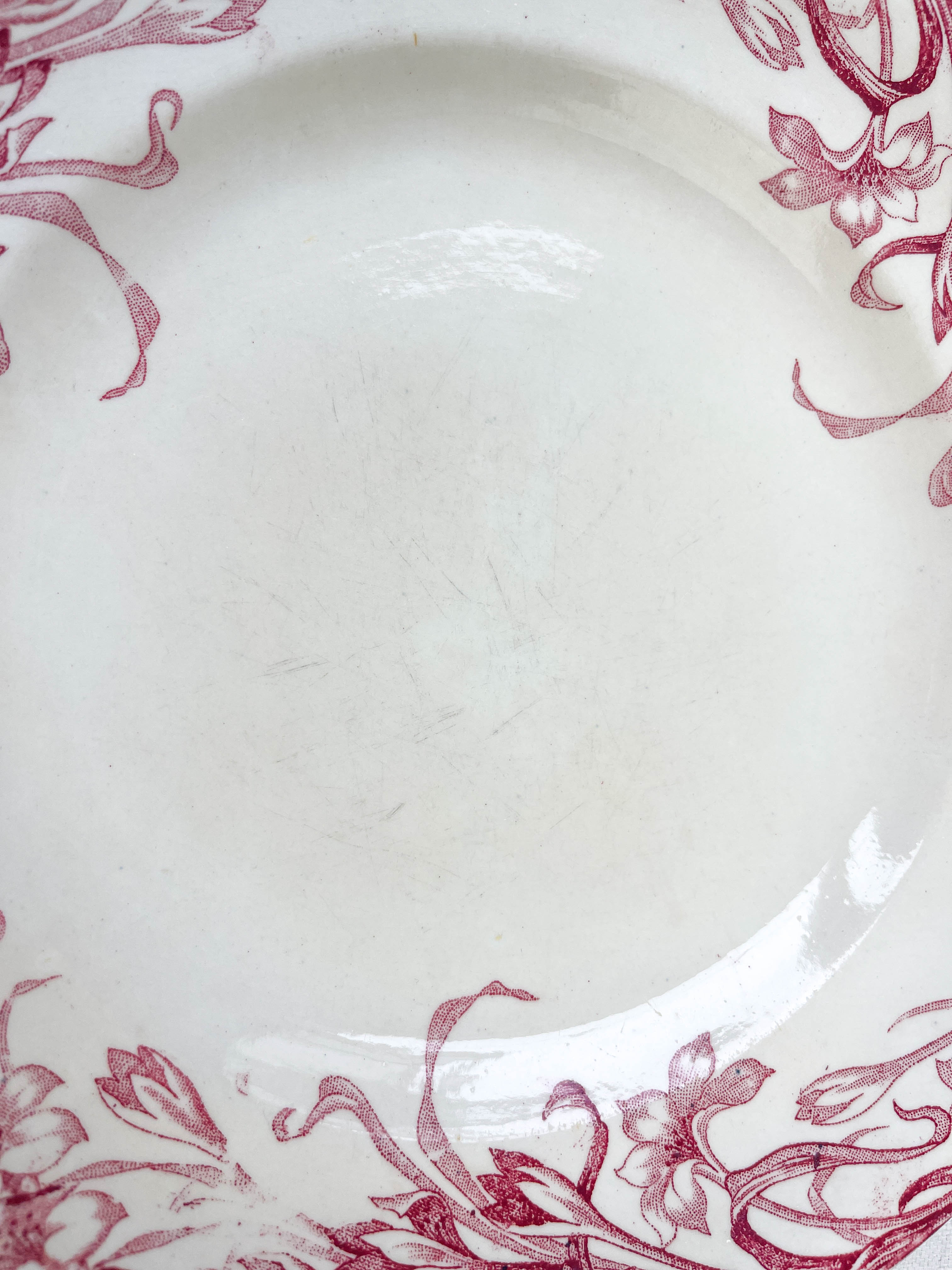 6 flat plates red iron earth longwy "reeds"