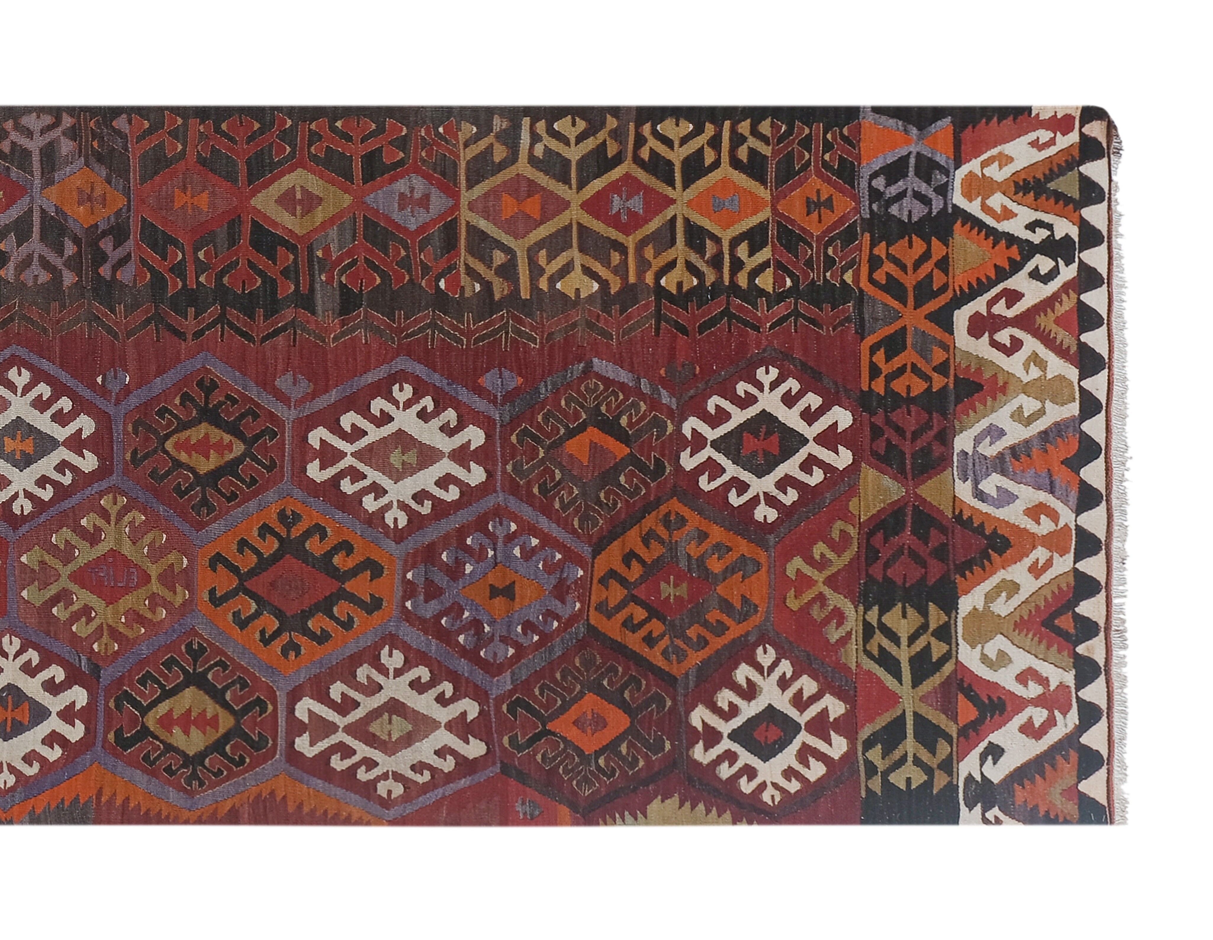 Vintage Turkish rug from Oushak, hand-woven 115x375 cm