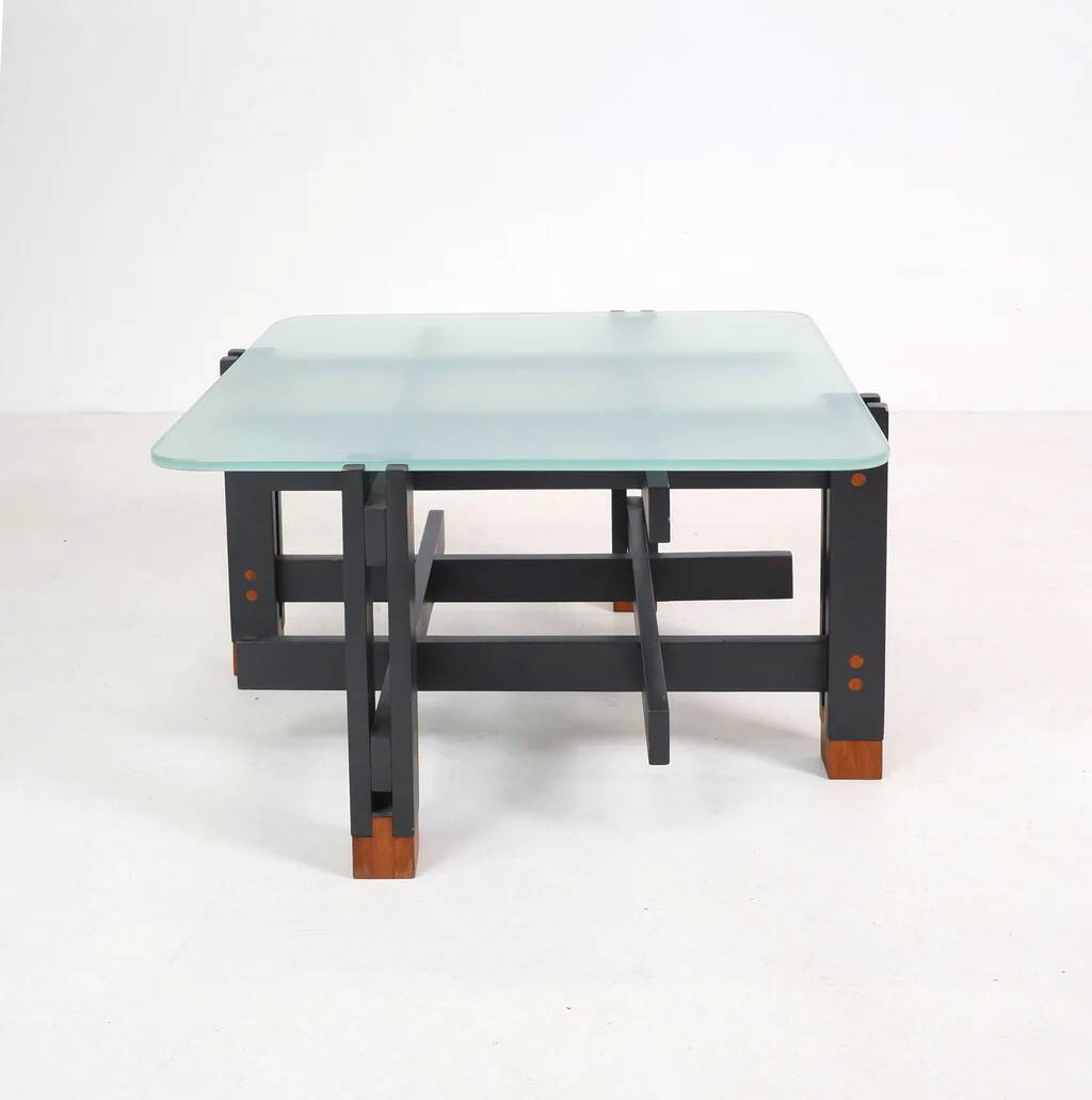 Wood and glass coffee table, Italy, c.1960