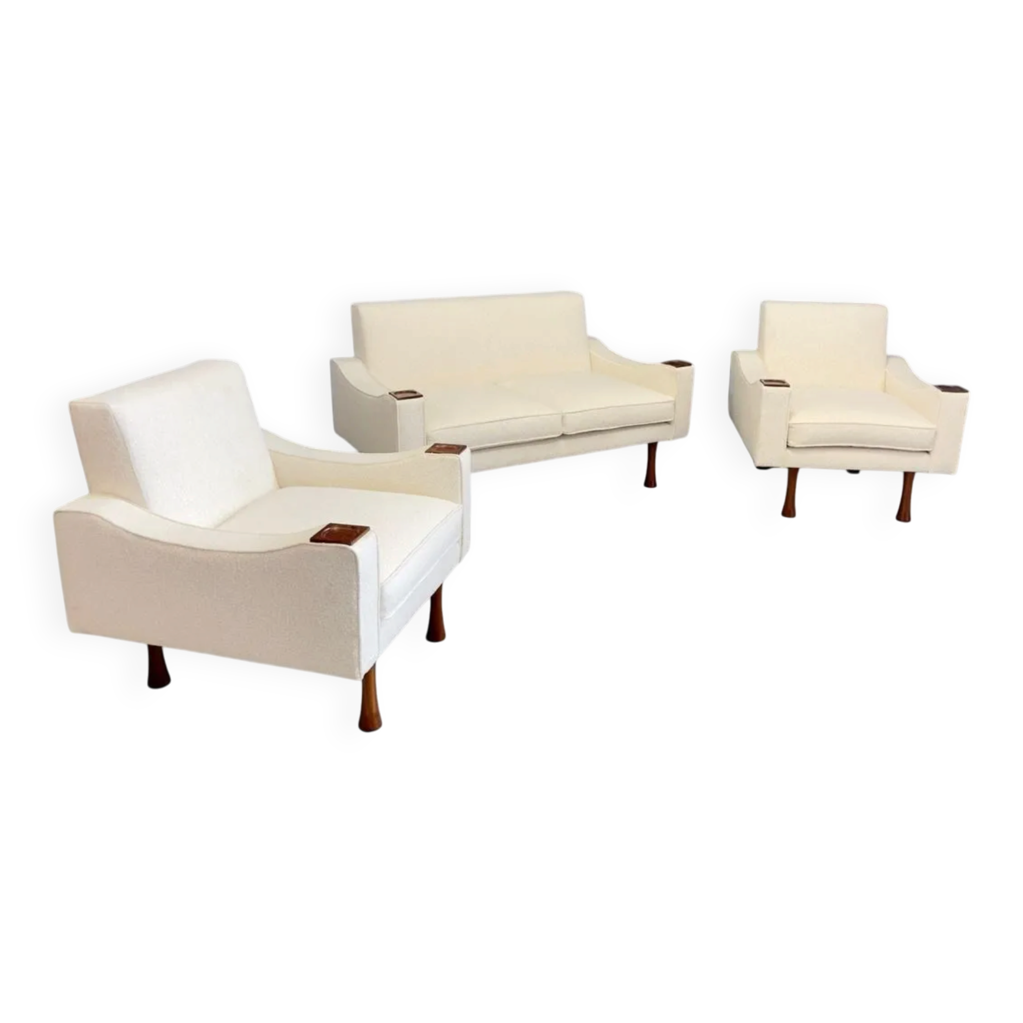 Vintage Italian Two-Seater Sofa, 2 Lounge Chairs Angelo Mangiarotti, 1970s