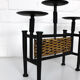 Wrought iron and rattan candle holder