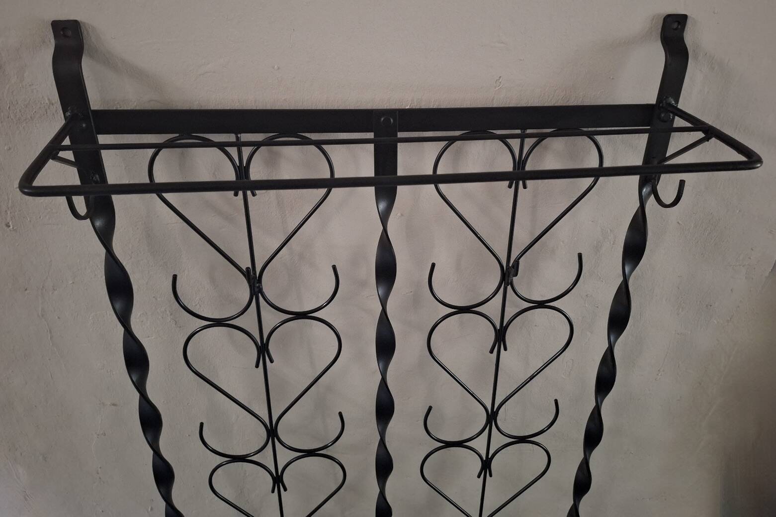 Mid century wall mounted wrought iron coat and hat rack, 1960s