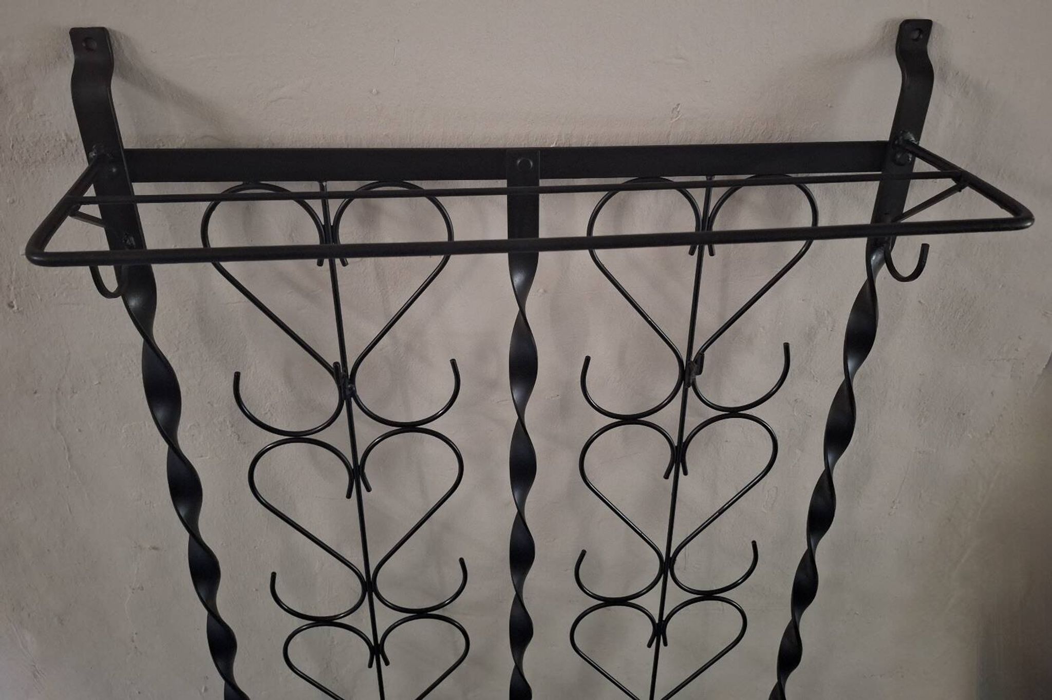 Mid century wall mounted wrought iron coat and hat rack, 1960s