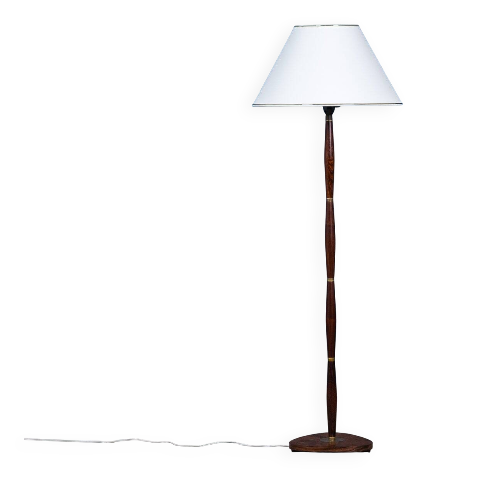 Mid-Century Floor Lamp in Rosewood and Brass, Denmark, 1960s