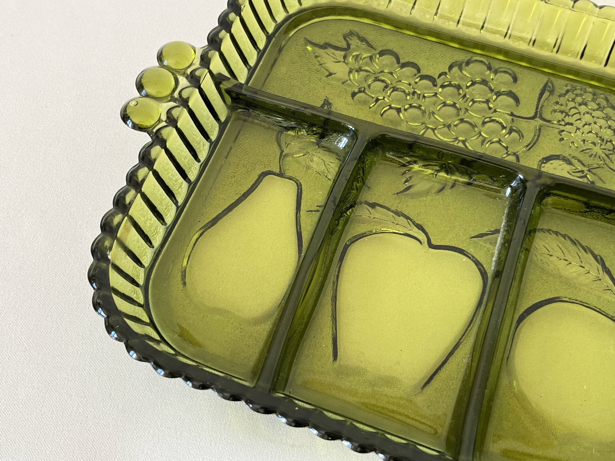 Vintage 1960s American Appetizer Tray Indiana Glass Compartmented Glass