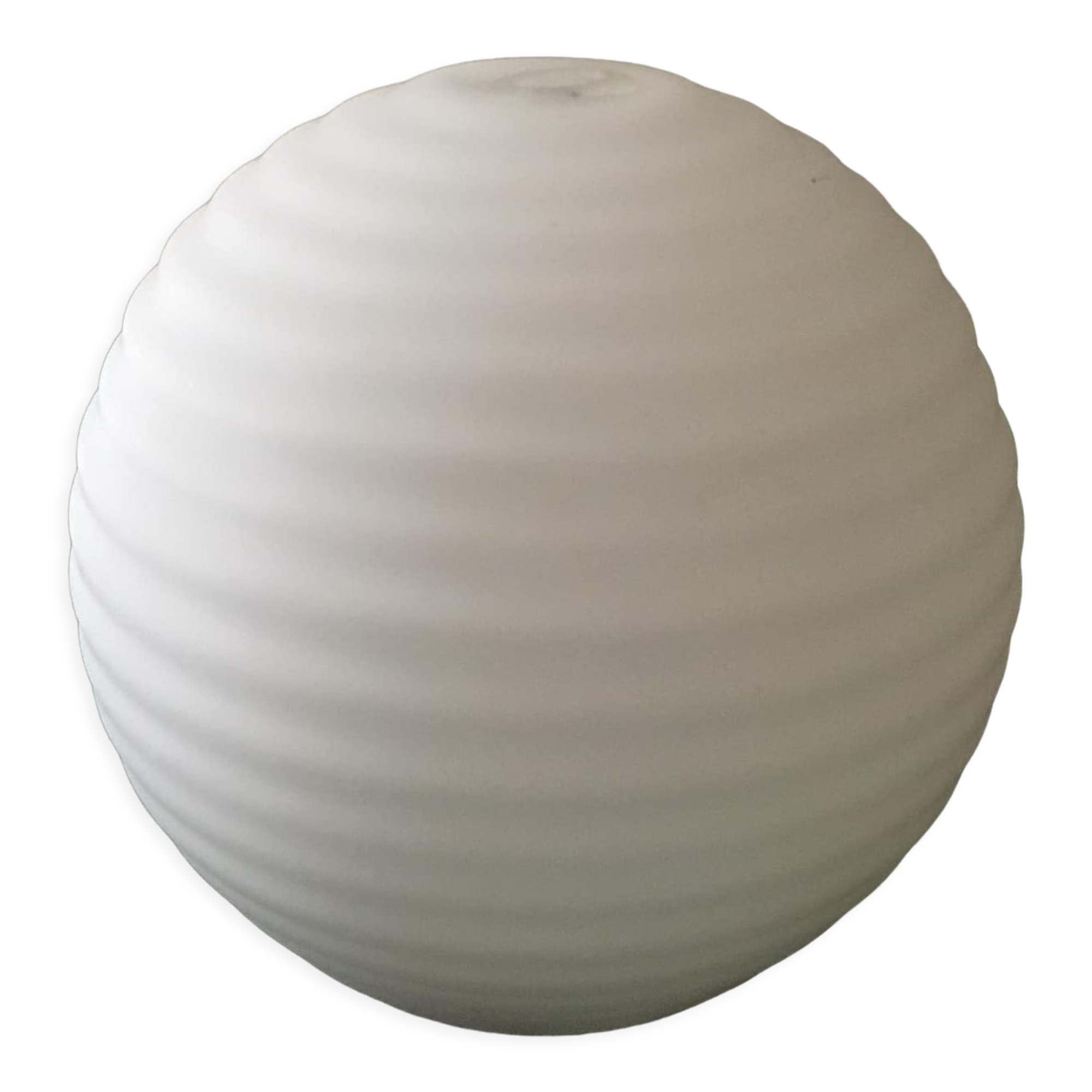 Spherical globe in white opal striated patterns